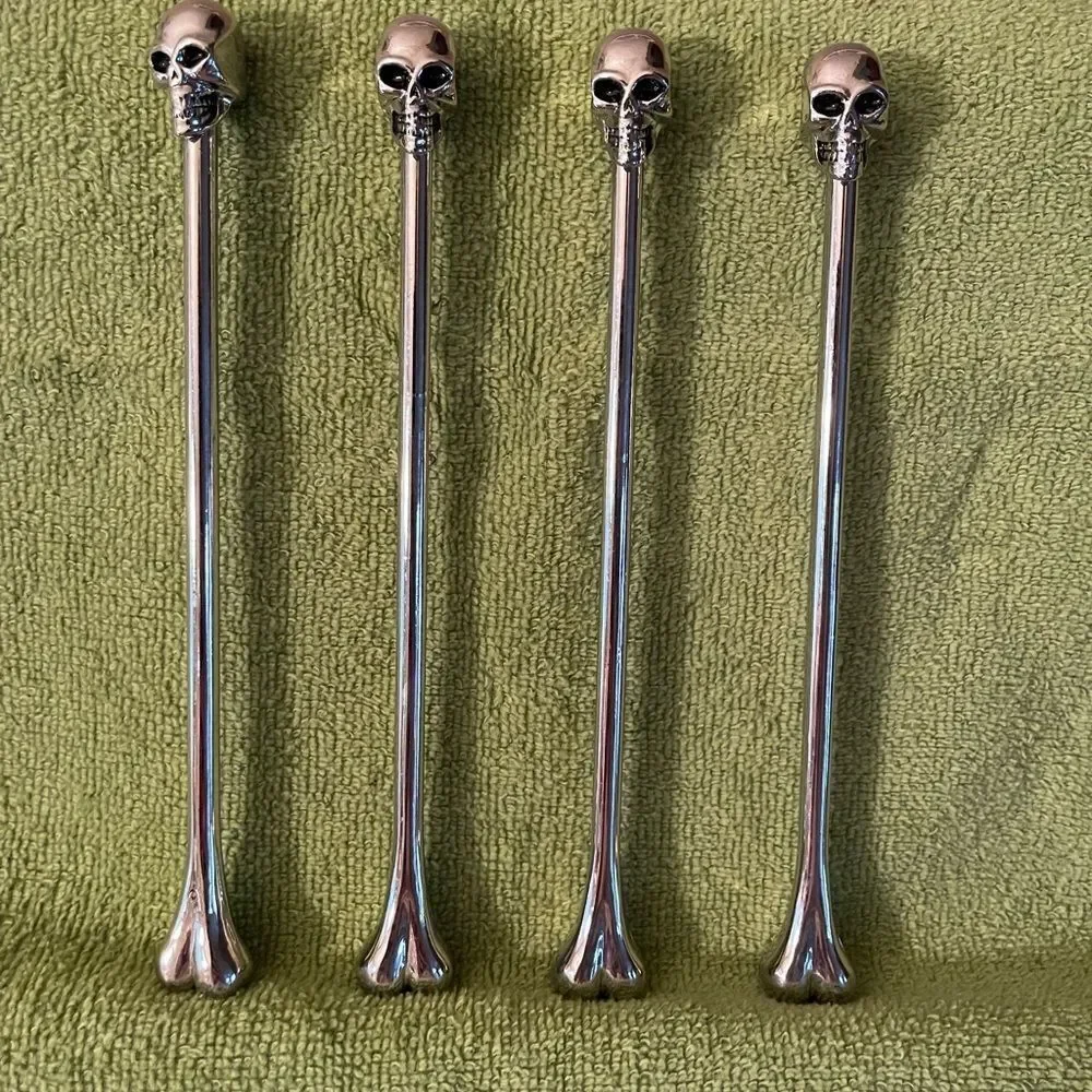 Pottery Barn Skull Bone Metal Stir Sticks set of 4